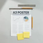 A3 poster printing - printed A3 academic poster on a desk
