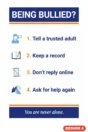 Anti-bullying poster Design 4 – Being bullied? Tell a trusted adult, keep a record, do not reply online, ask for help again