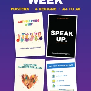 Anti-Bullying Week posters – four printed designs for UK schools, available A4 to A0