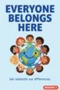 Anti-racism poster Design 3 – Everyone belongs here: children holding hands around the world