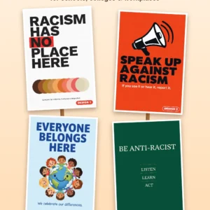 Anti-racism posters for schools, colleges and workplaces – four printed anti-racism poster designs, A4 to A0