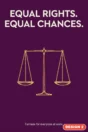 Equality poster Design 2 – Equal rights, equal chances: balanced scales, fairness for everyone at work