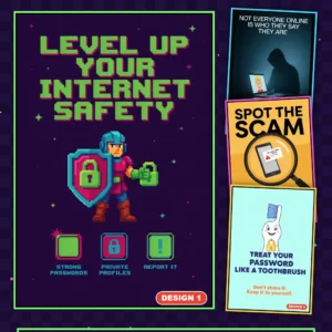 Internet safety posters for schools – four printed internet safety poster designs, A4 to A0