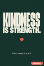 Kindness poster Design 2 – Kindness is strength. It takes courage to be kind, green typographic poster