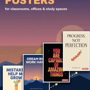 Motivational posters for classrooms and offices – four printed motivational poster designs, A4 to A0