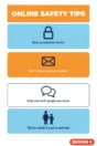Online safety poster Design 4 – Online safety tips: keep passwords secret, do not share personal details, only chat with people you know, tell an adult