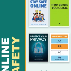 Online safety poster collection – four printed online safety posters for UK schools, A4 to A0