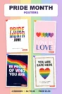 Pride Month posters for schools and workplaces – four printed Pride poster designs, A4 to A0