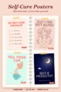 Self-care posters for schools, offices and homes – four printed self-care poster designs, A4 to A0