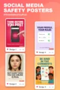 Social media safety posters for schools – four printed social media safety poster designs, A4 to A0