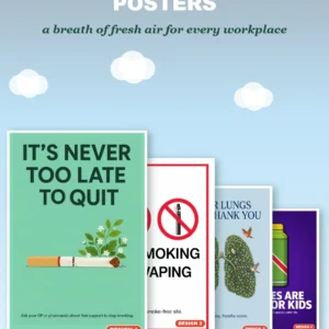 Stop smoking posters – four printed stop smoking and no smoking poster designs for workplaces and schools, A4 to A0